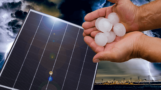 Solarmodul, Solaranlage, Photovoltaikanlage, Hagel, Hagelschäden, Unwetter